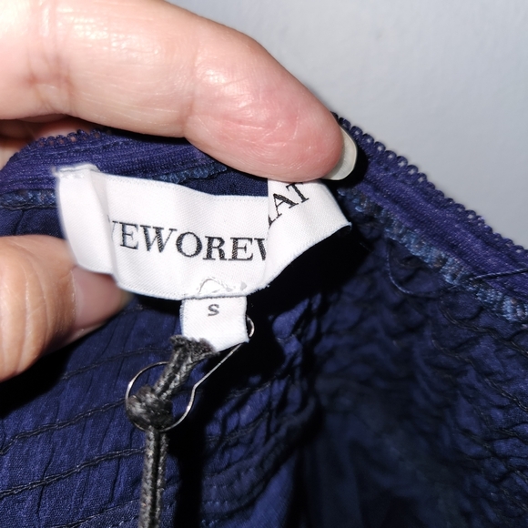 We Wore What Puff Sleeve Organza Mini Dress Navy Blue Plaid Weworewhat - Picture 4 of 7